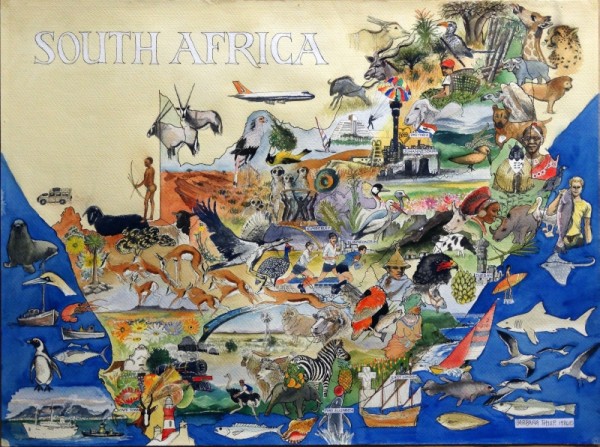 Map of South Africa. Illustrated. 1986