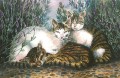 Lavender & Cats painting
