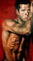 Oil Painting. Man leaning.