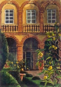 painting of Villa Cetinale. Italy.