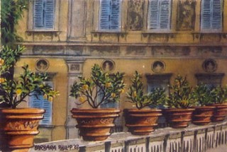 Painting of 'Villa Pamphili', Italy.