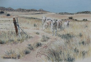 painting of sheep in winter